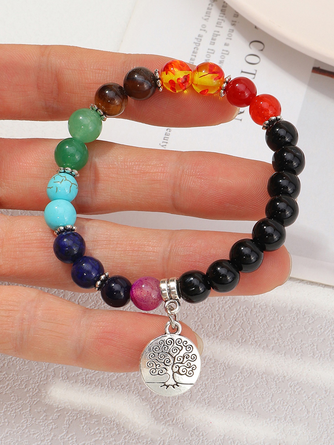 

URBANIC Women Black & Red Beaded Bracelet