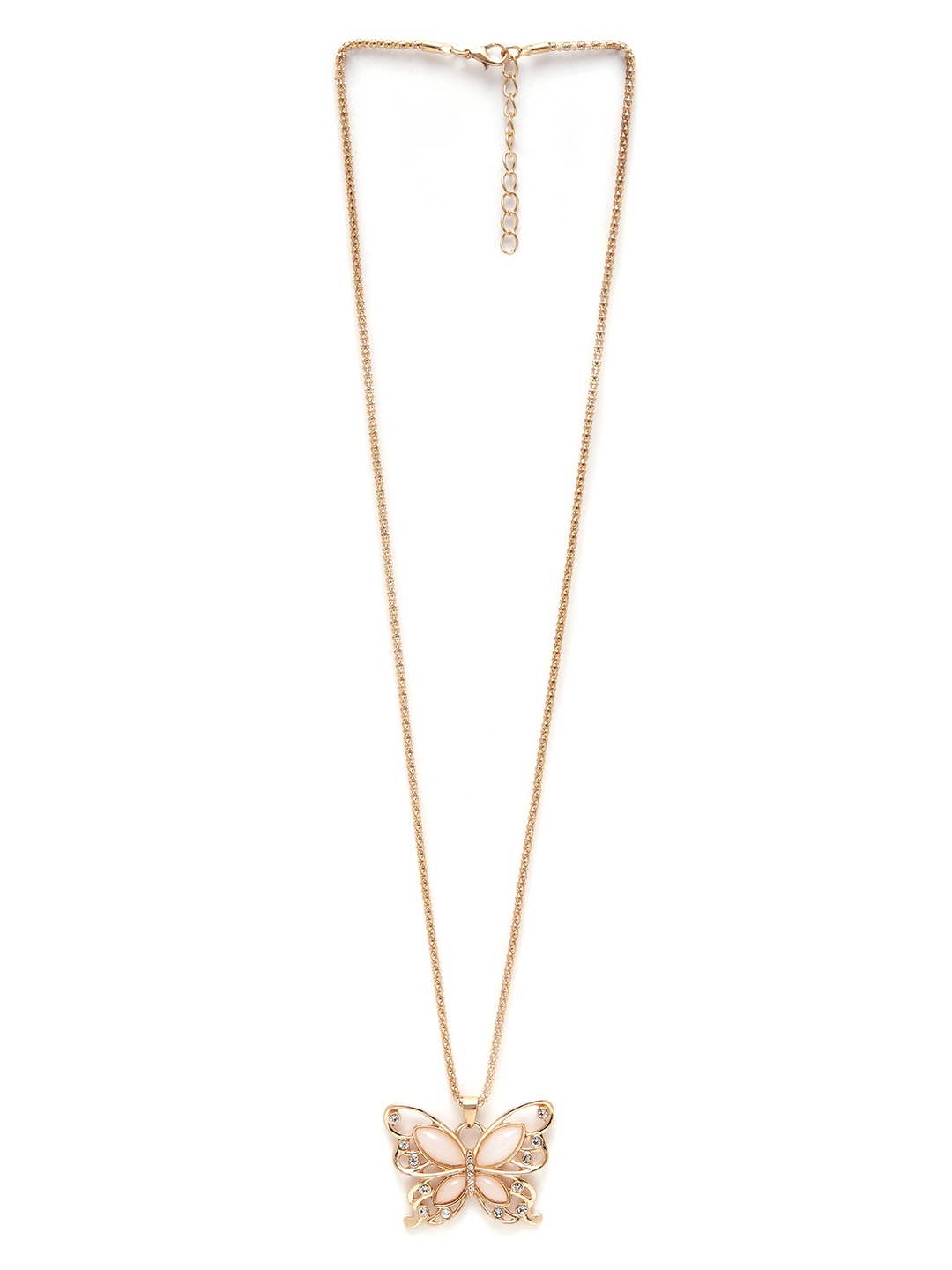 

URBANIC Gold-Toned Linked Chain Necklace with Butterfly Pendant