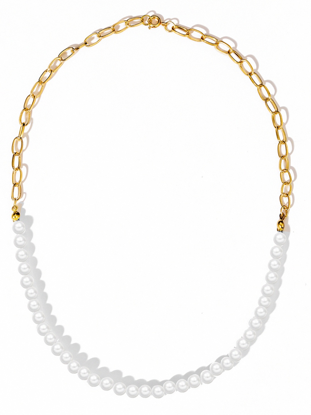 

URBANIC Gold-Toned & White Beaded Necklace