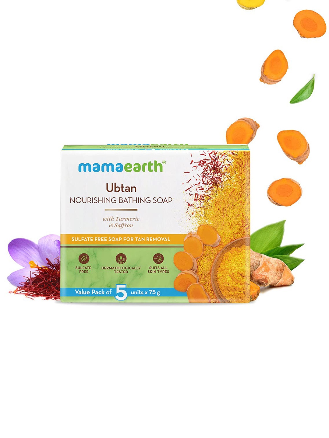 

Mamaearth Ubtan Nourishing Bathing Soap With Turmeric & Saffron - 375 g, Yellow