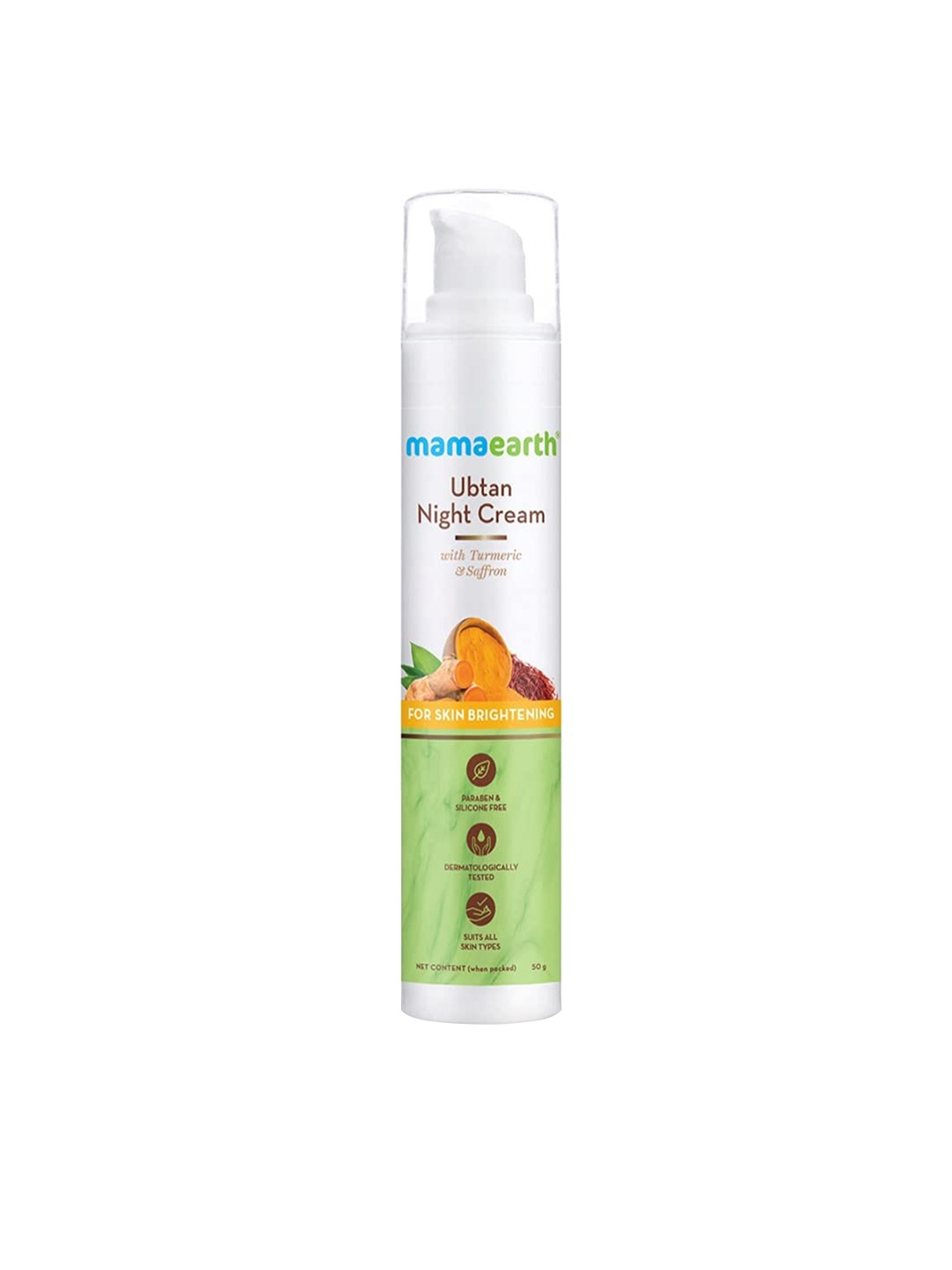 

Mamaearth Ubtan Skin Brightening Night Cream For Glowing Skin With Turmeric & Saffron 50g, Yellow