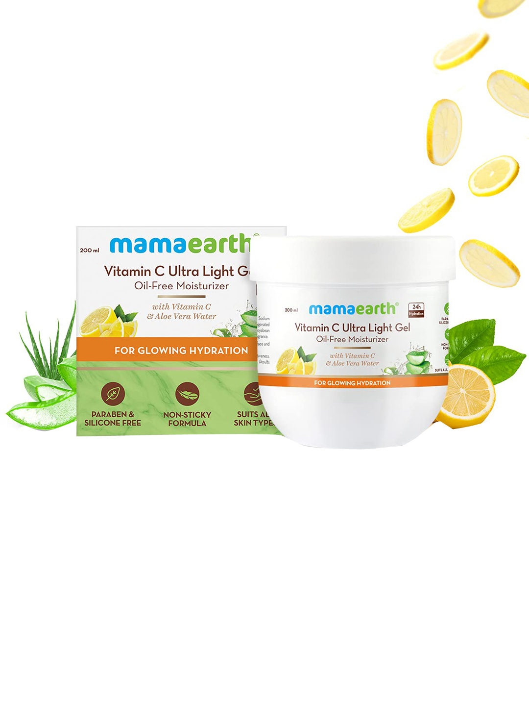 

Mamaearth Vitamin C Ultra Light Gel Oil-Free Moisturizer With Aloe Vera Water - 200 ml, White