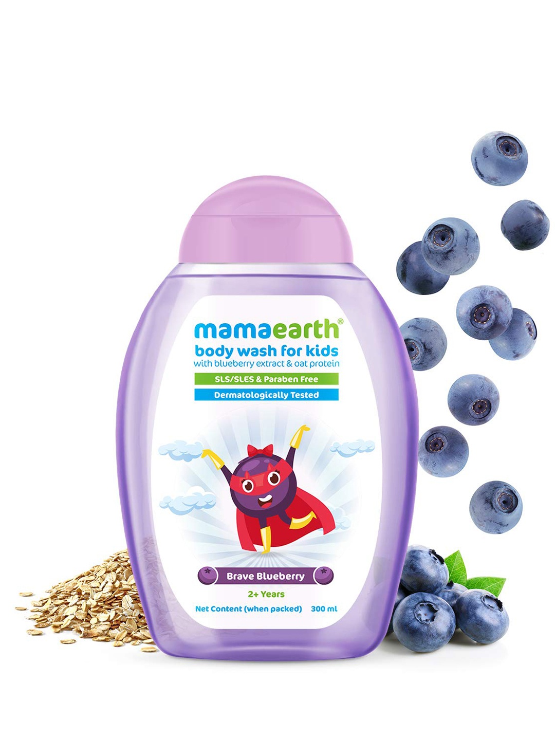 

Mamaearth Kids Brave Blueberry Body Wash For Kids with Blueberry & Oat Protein - 300 ml, Purple