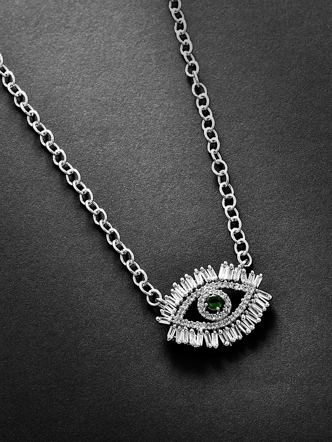 

MINUTIAE Silver-Toned & Green Brass Silver-Plated Necklace