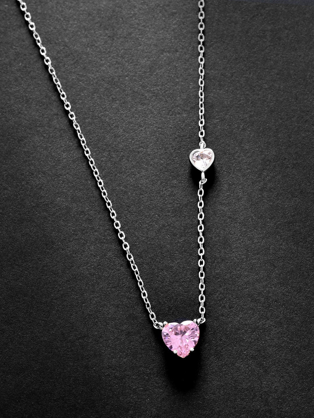 

MINUTIAE Silver-Toned & Pink Brass Silver-Plated Necklace