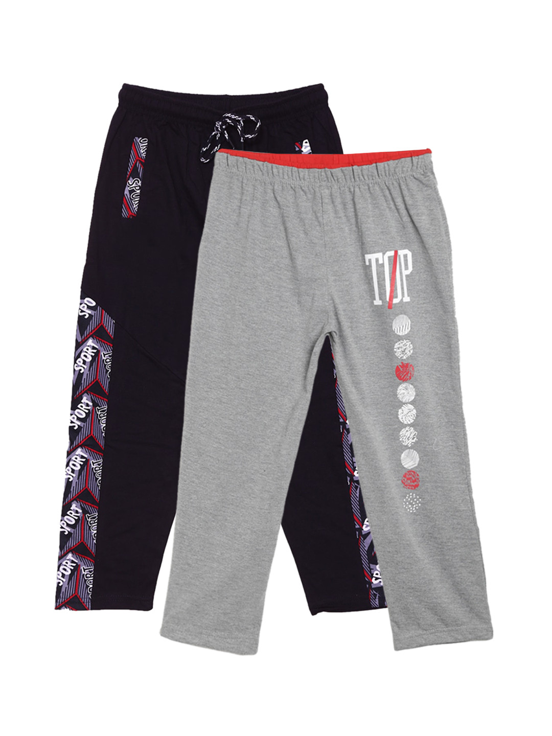 

SWEET ANGEL Boys Pack Of 2 Pure Cotton Track Pants, Grey melange