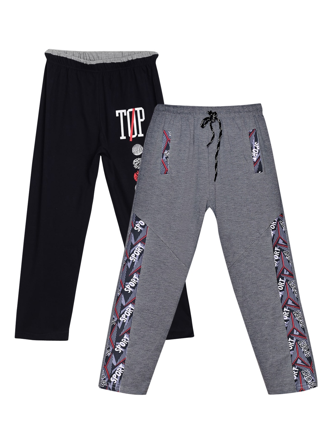 

SWEET ANGEL Boys Black & Charcoal Pack of 2 Cotton Track Pants