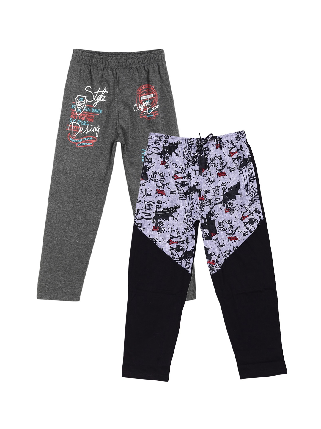 

SWEET ANGEL Boys Pack Of 2 Pure Cotton Track Pants, Charcoal