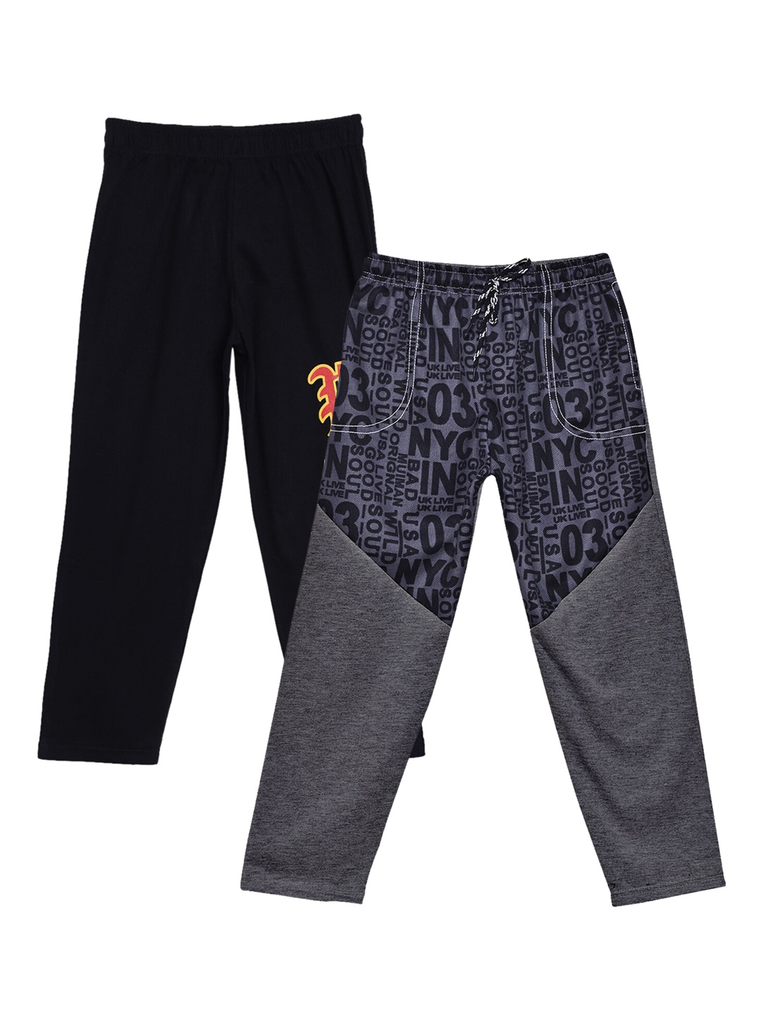 

SWEET ANGEL Boys Pack Of 2 Pure Cotton Track Pants, Charcoal