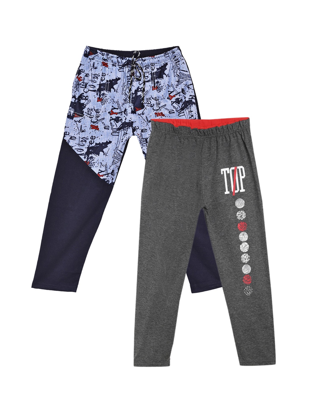 

SWEET ANGEL Boys Pack Of 2 Printed Pure Cotton Track Pants, Charcoal