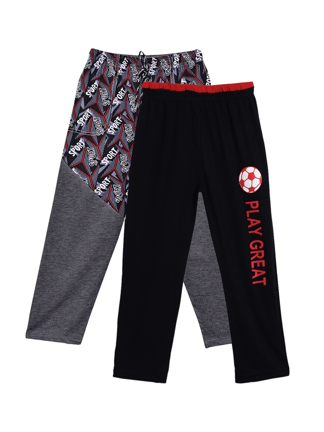 

SWEET ANGEL Boys Pack Of 2 Printed Pure Cotton Track Pants, Charcoal