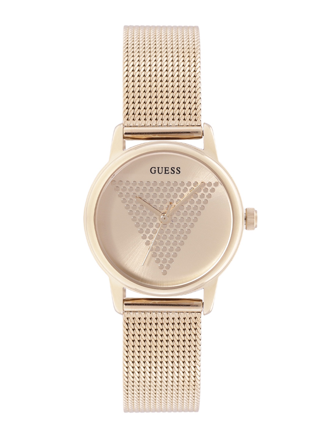 

GUESS Women Gold-Toned Dial & Bracelet Style Straps Textured Analogue Watch GW0106L2