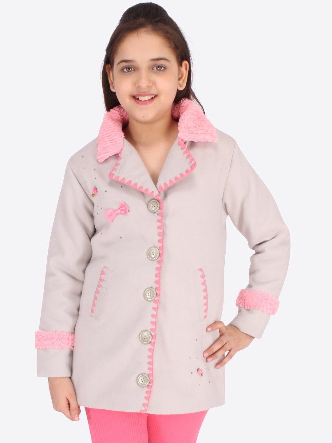 

CUTECUMBER Girls Grey Floral Tailored Jacket