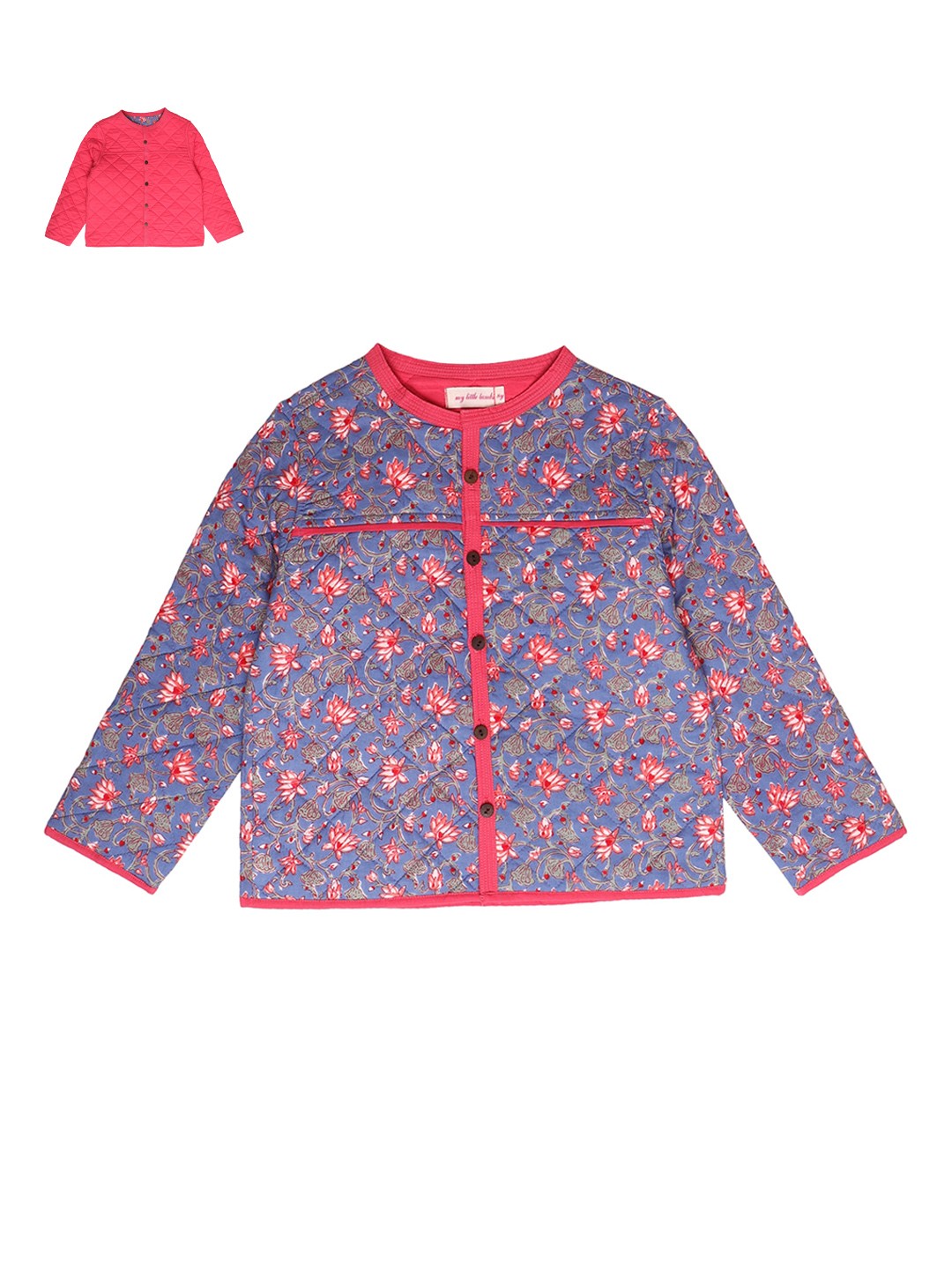 

My Little Lambs Girls Blue Floral Lightweight Open Front Jacket