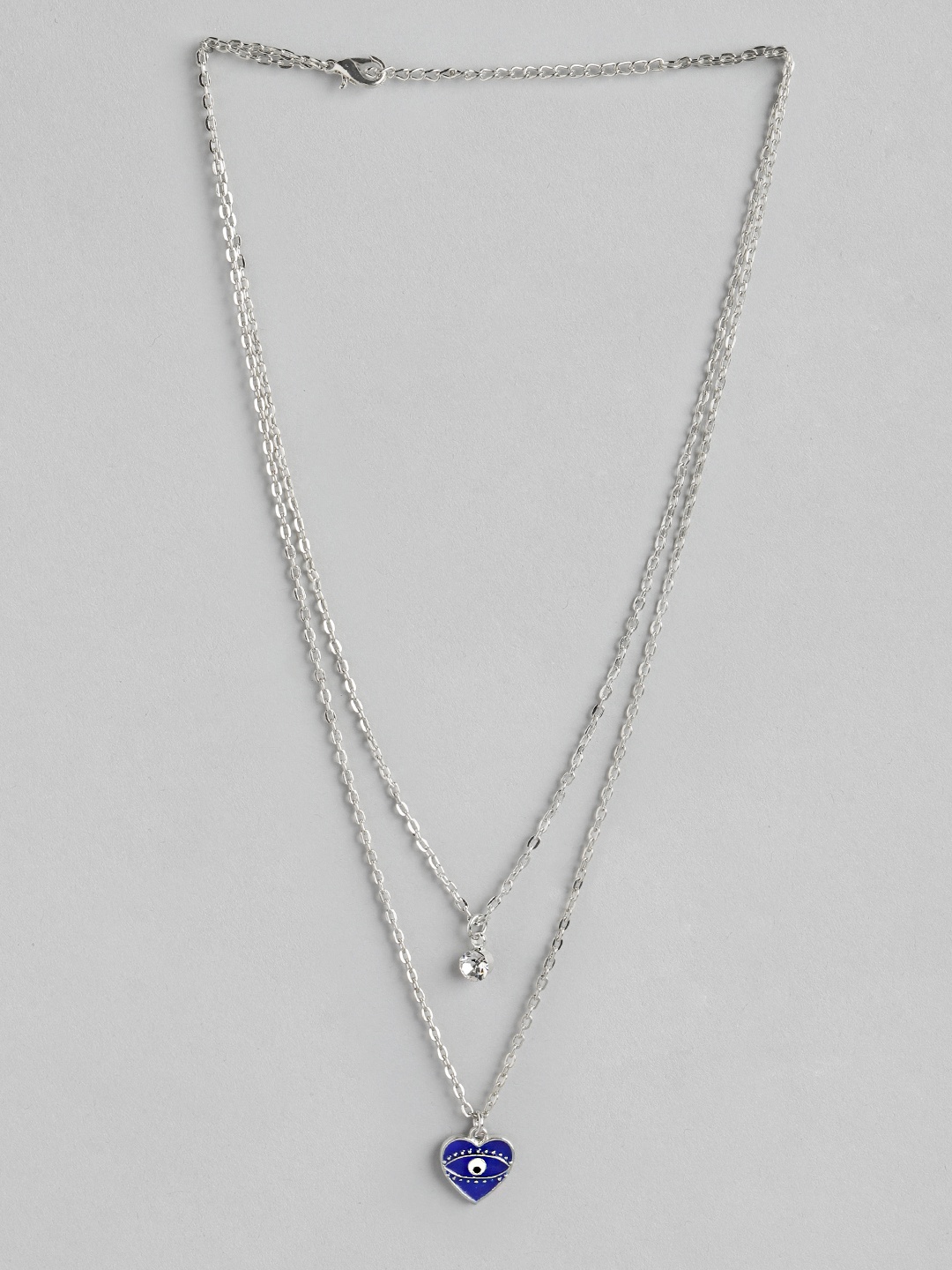 

DressBerry Silver-Toned Evil Eye Layered Chain