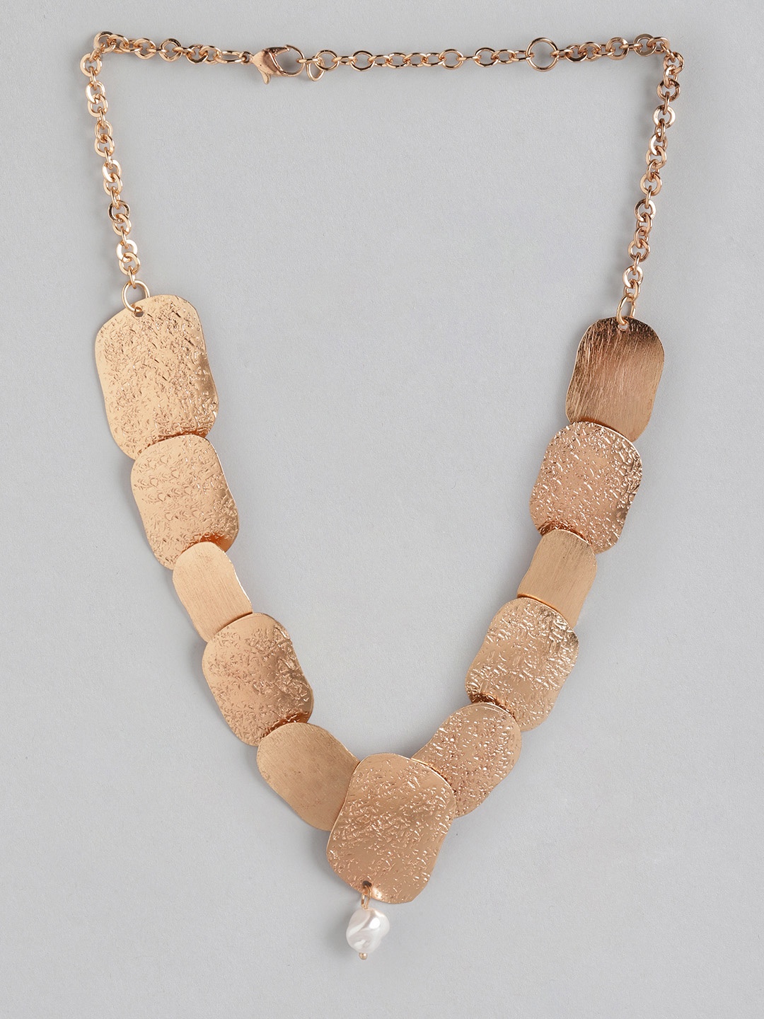 

DressBerry Rose Gold-Toned Beaded Hammered Necklace