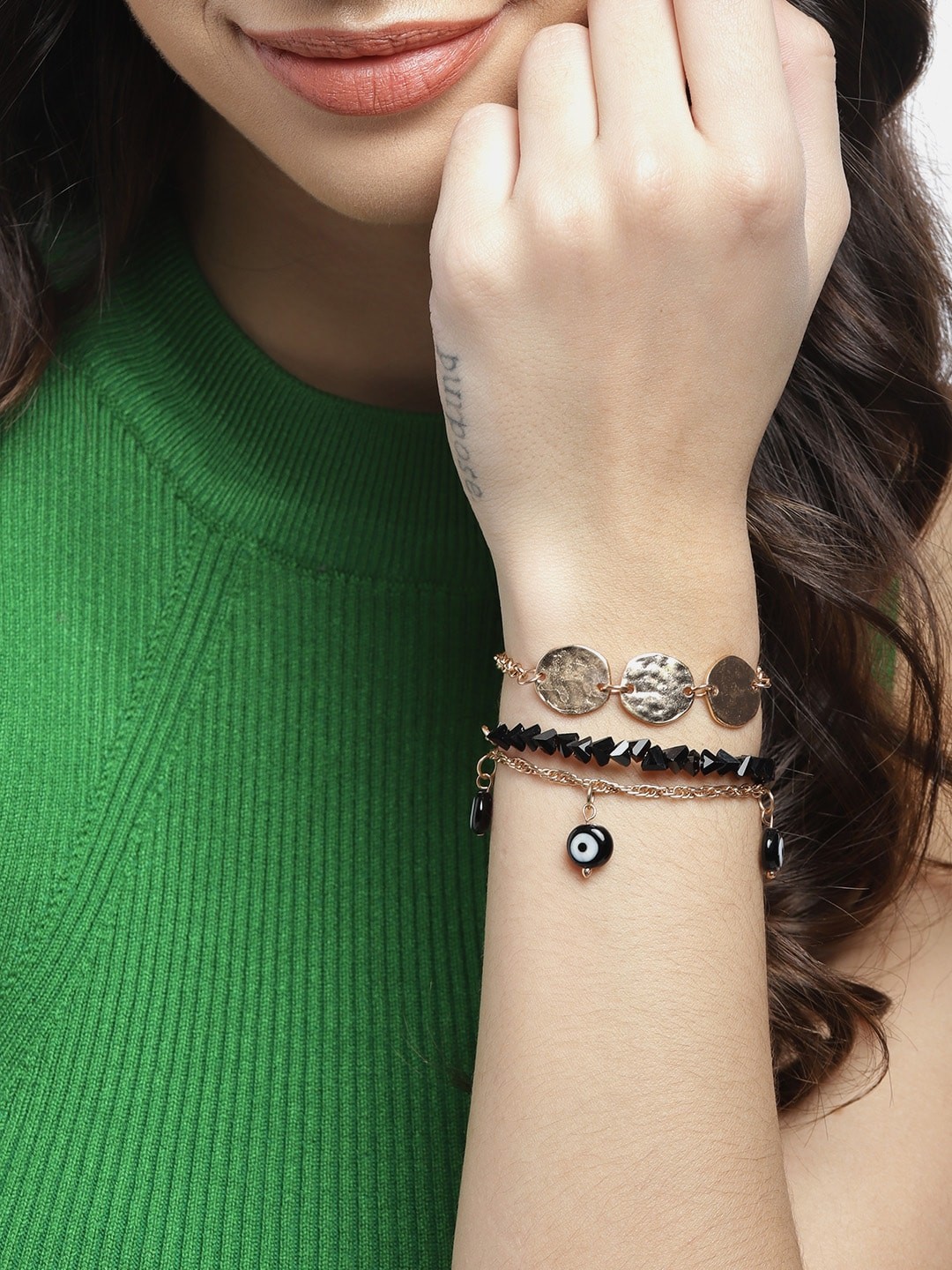 

DressBerry Women Set of 3 Rose Gold-Toned Link Bracelet