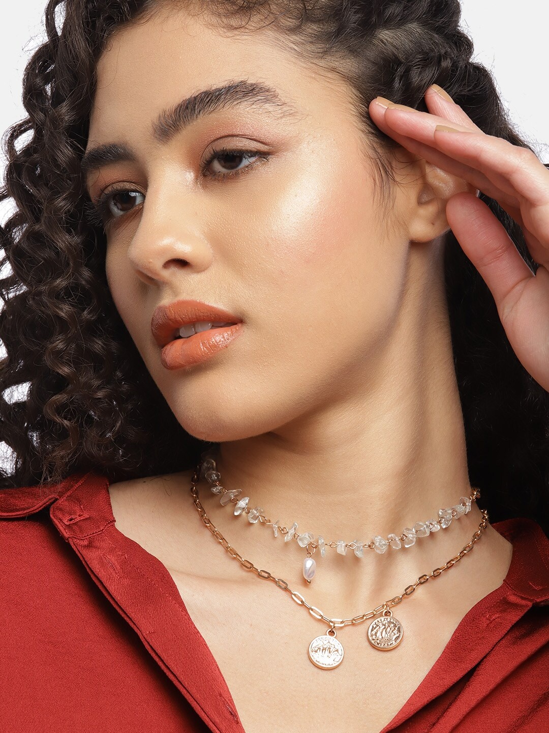 

DressBerry Set of 2 Rose Gold-Toned Link Necklace