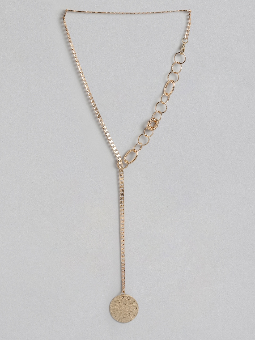 

DressBerry Rose Gold-Toned Textured Lariat Necklace