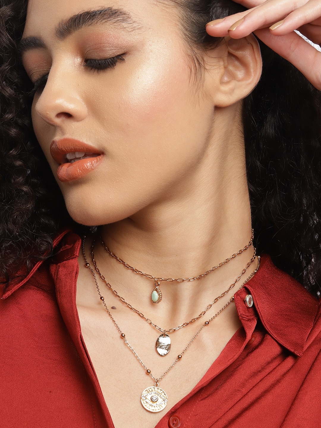 

DressBerry Set of 3 Rose Gold-Toned Necklaces
