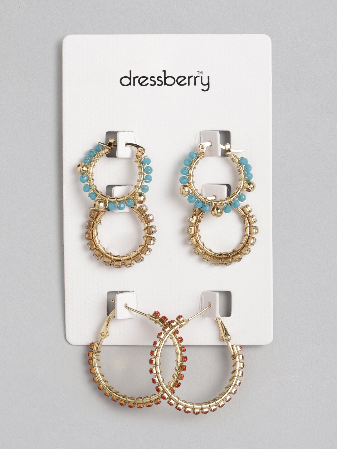 

DressBerry Set of 3 Hoop Earrings, Gold