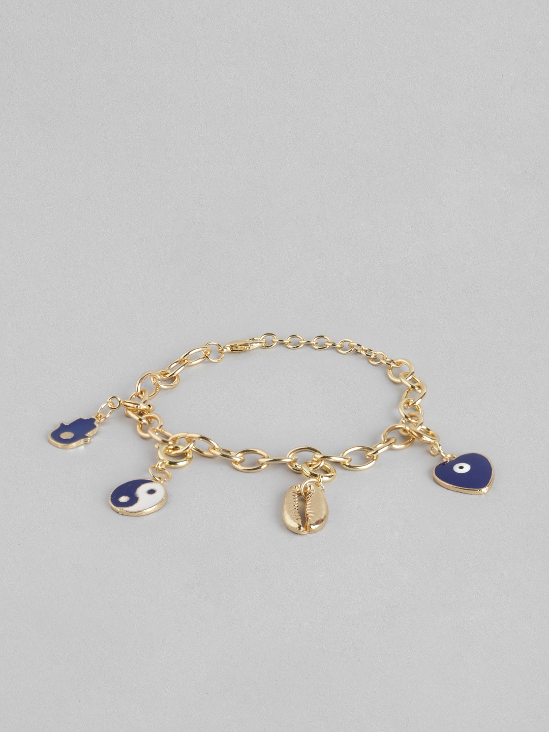 

DressBerry Women Gold-Toned & Blue Enamelled Charm Bracelet
