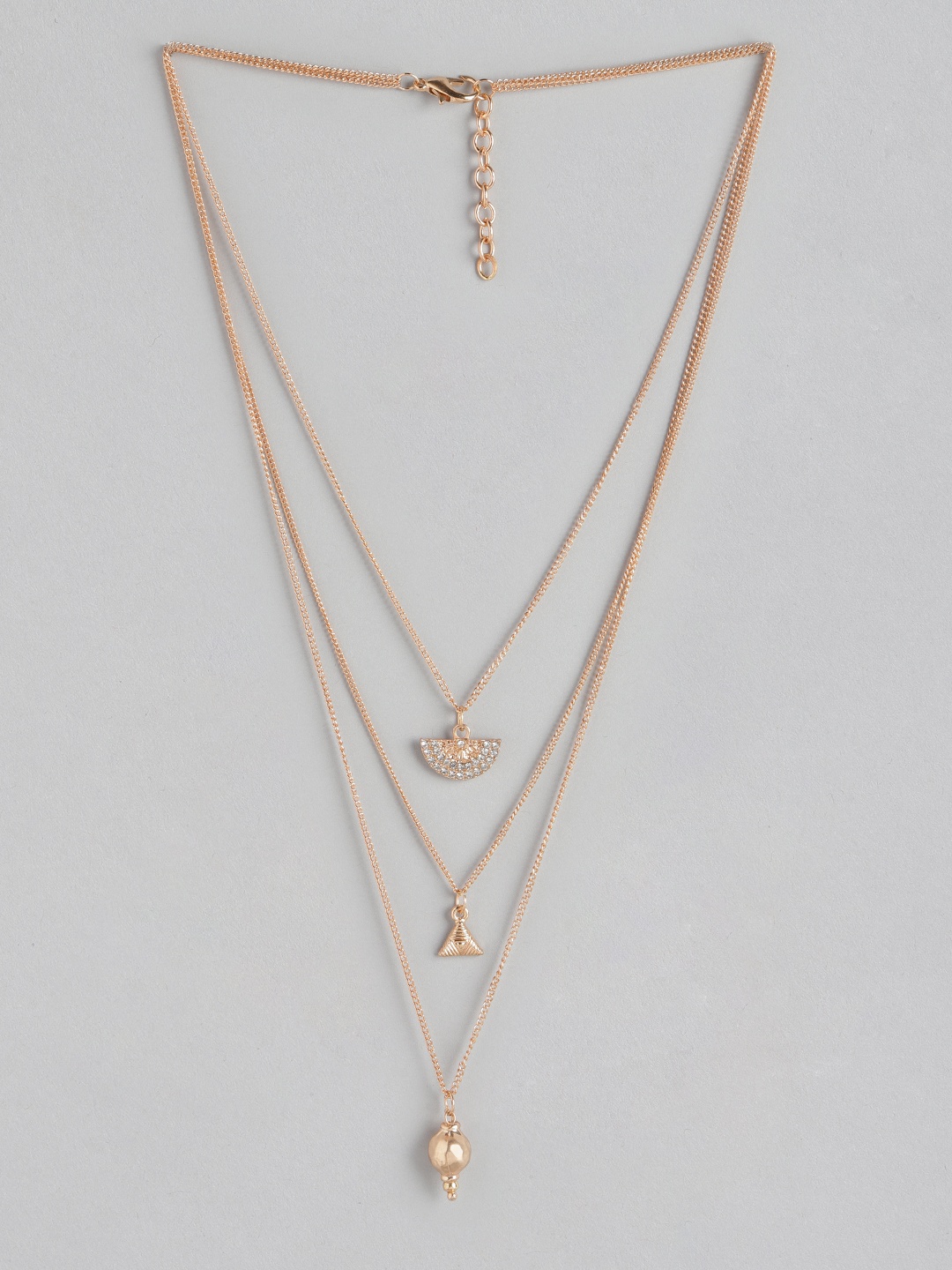 

DressBerry Rose Gold-Toned Stone Studded Layered Necklace