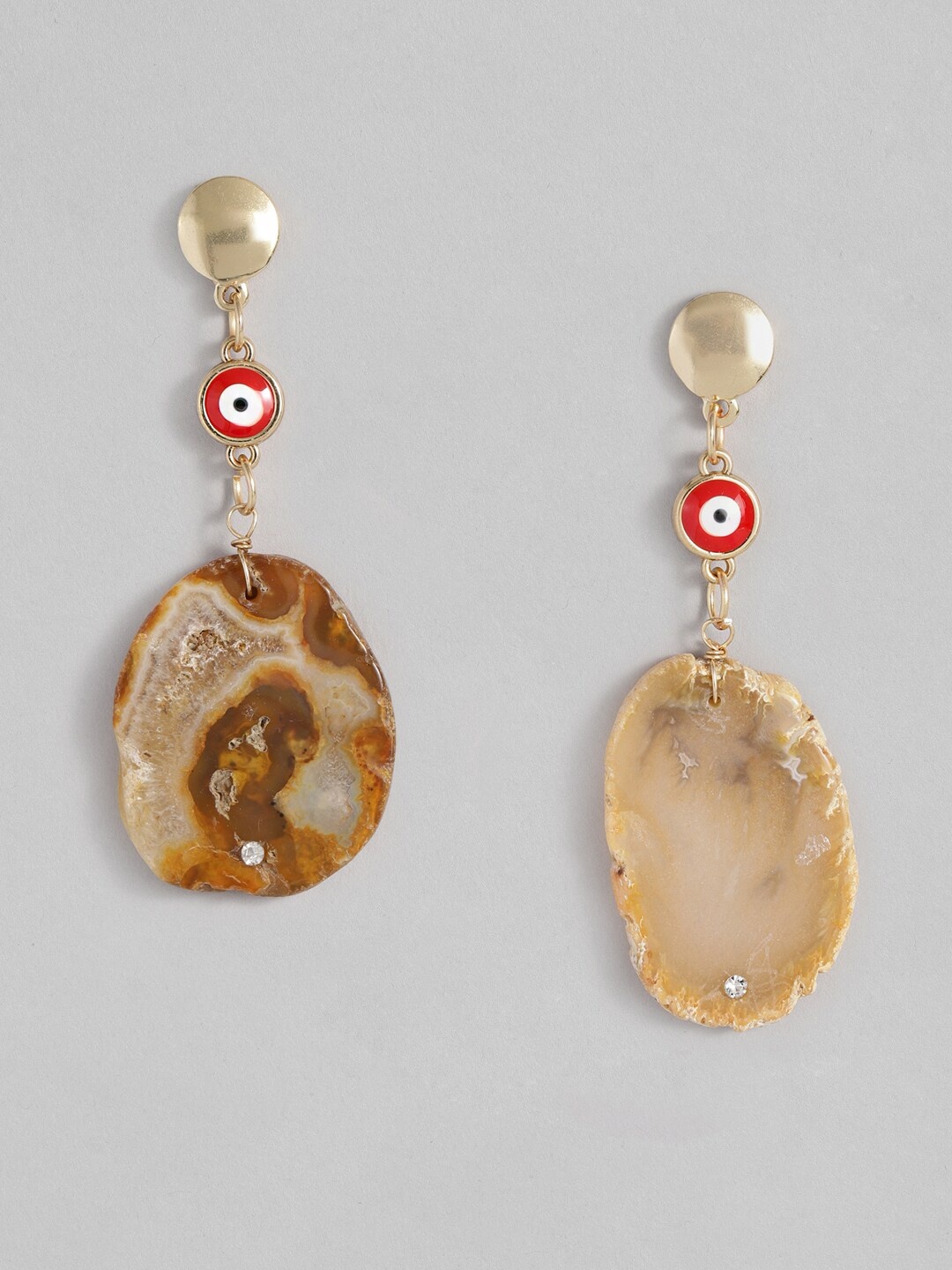 

DressBerry Women Gold-Toned Eye Stone Mismatch Drop Earrings