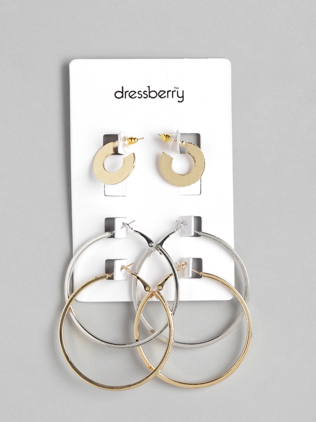 

DressBerry Set of 3 Earrings, Gold