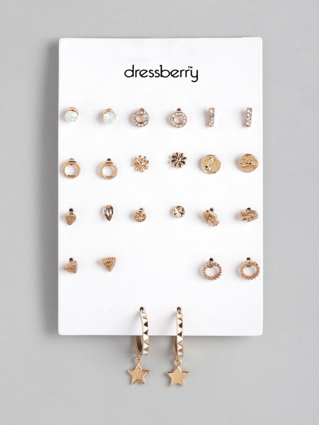 

DressBerry Set of 12 Gold-Toned Earrings