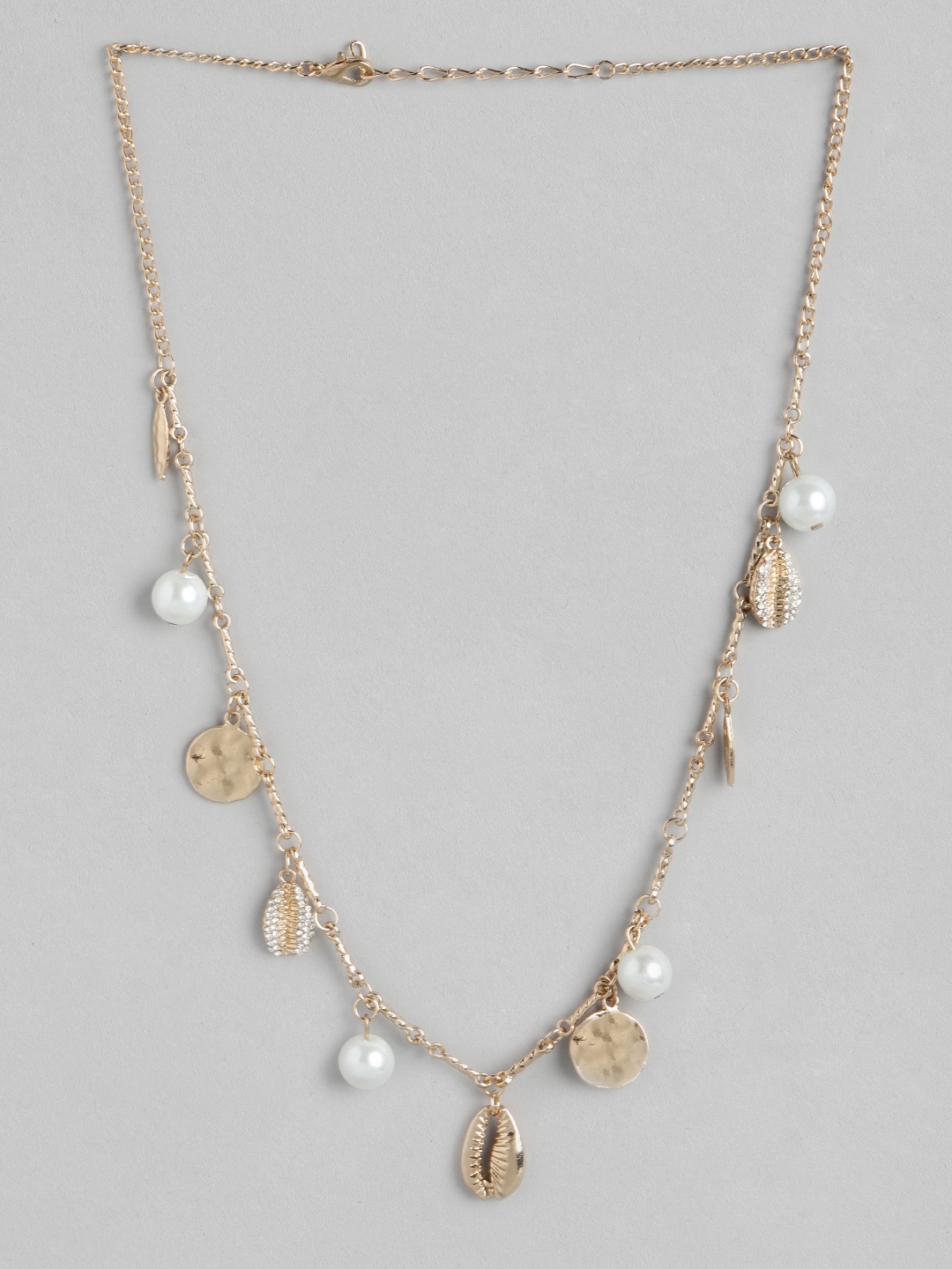 

DressBerry Rose Gold-Toned & White Beaded Necklace