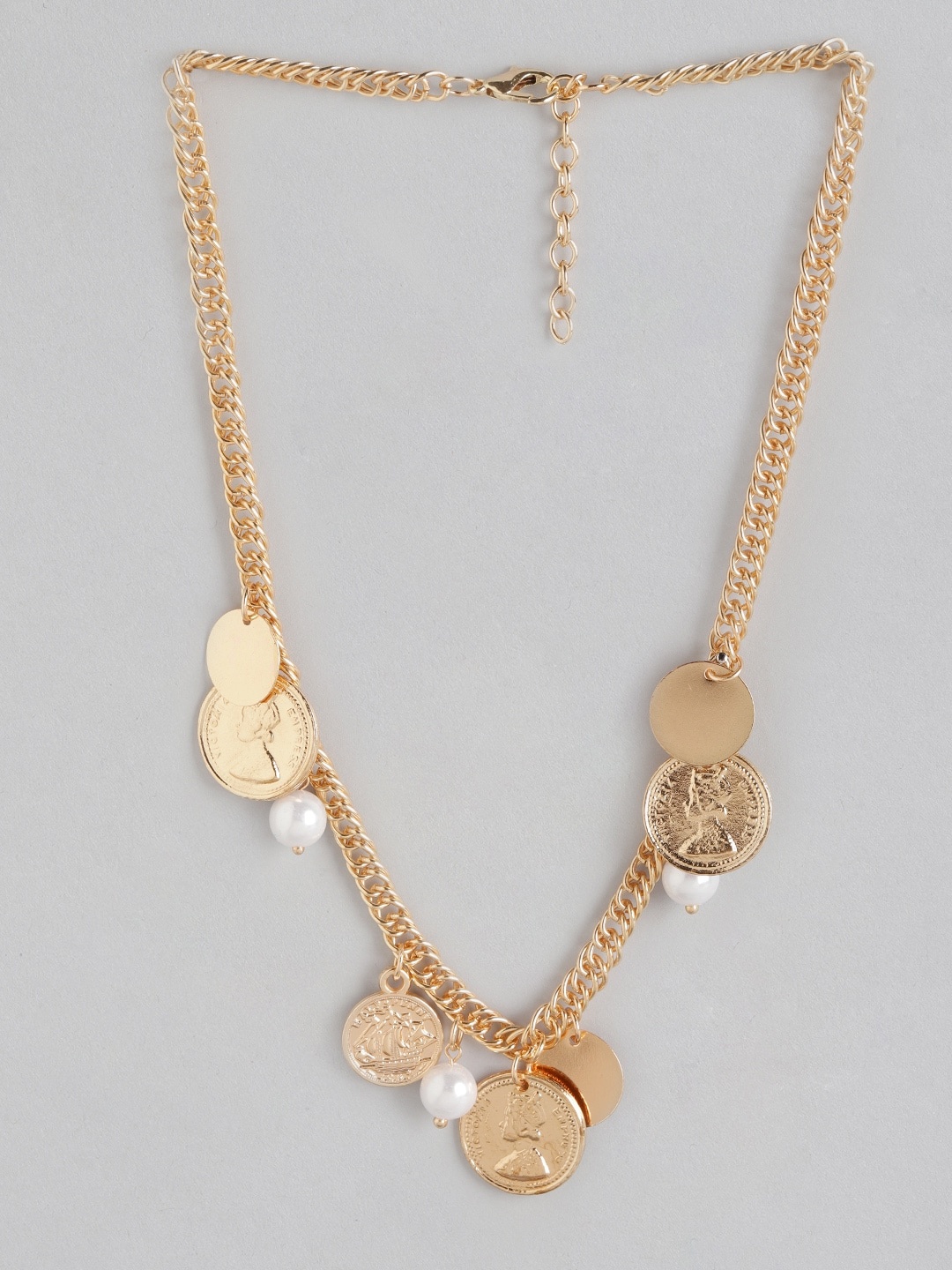 

DressBerry Gold-Toned & White Beaded Necklace