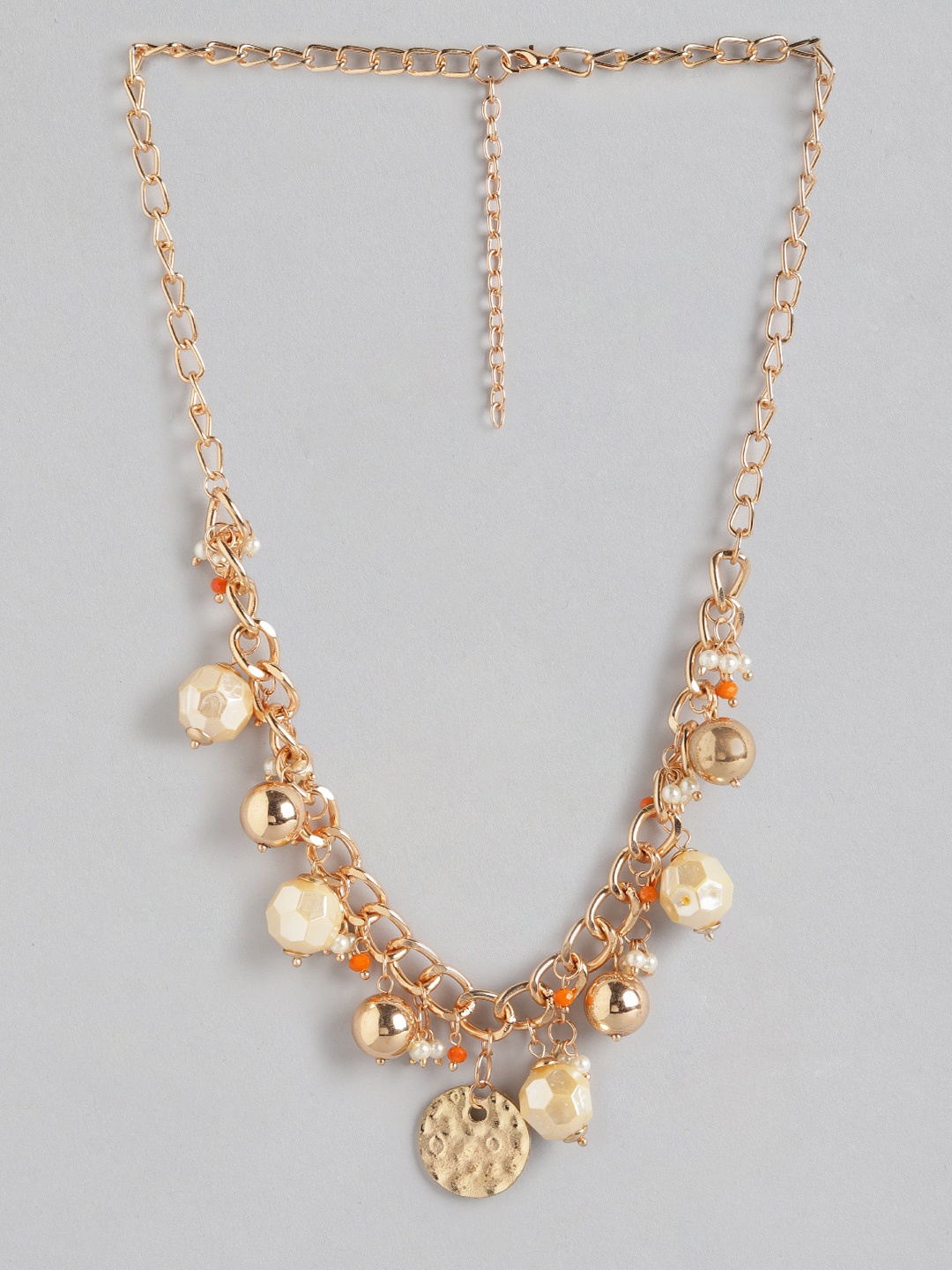 

DressBerry Gold-Toned & Off White Beaded Necklace