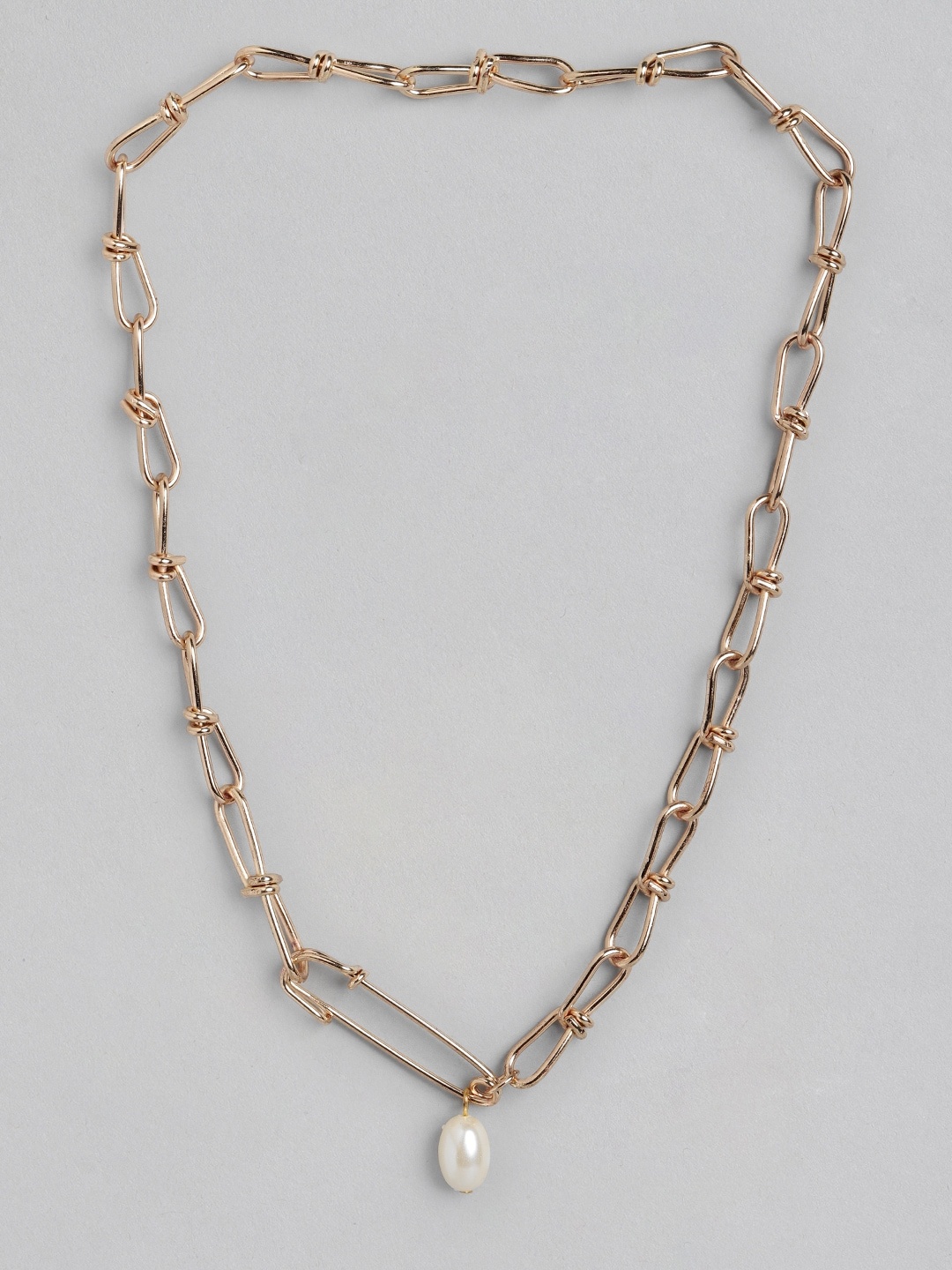 

DressBerry Gold-Toned & Off White Beaded Linked Necklace