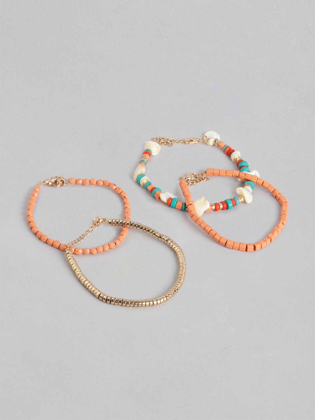 

DressBerry Women Set of 4 Beaded Bracelets, Peach