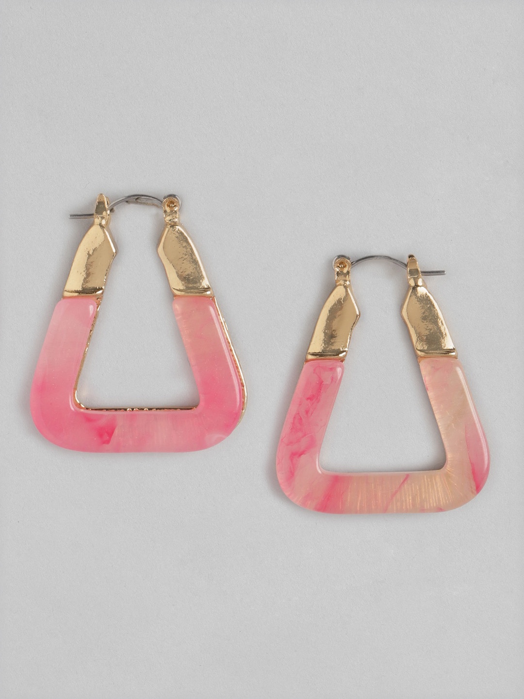 

DressBerry Gold-Toned & Pink Triangular Drop Earrings, Rose gold