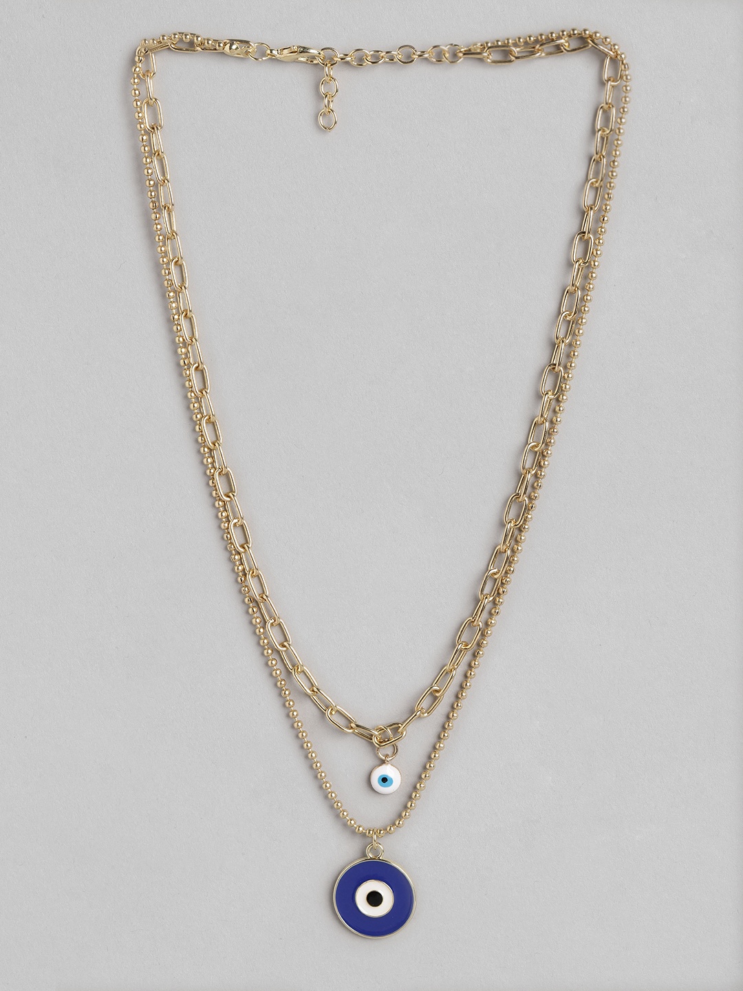 

DressBerry Gold-Toned & Blue Evil Eye Coin Enamelled Necklace