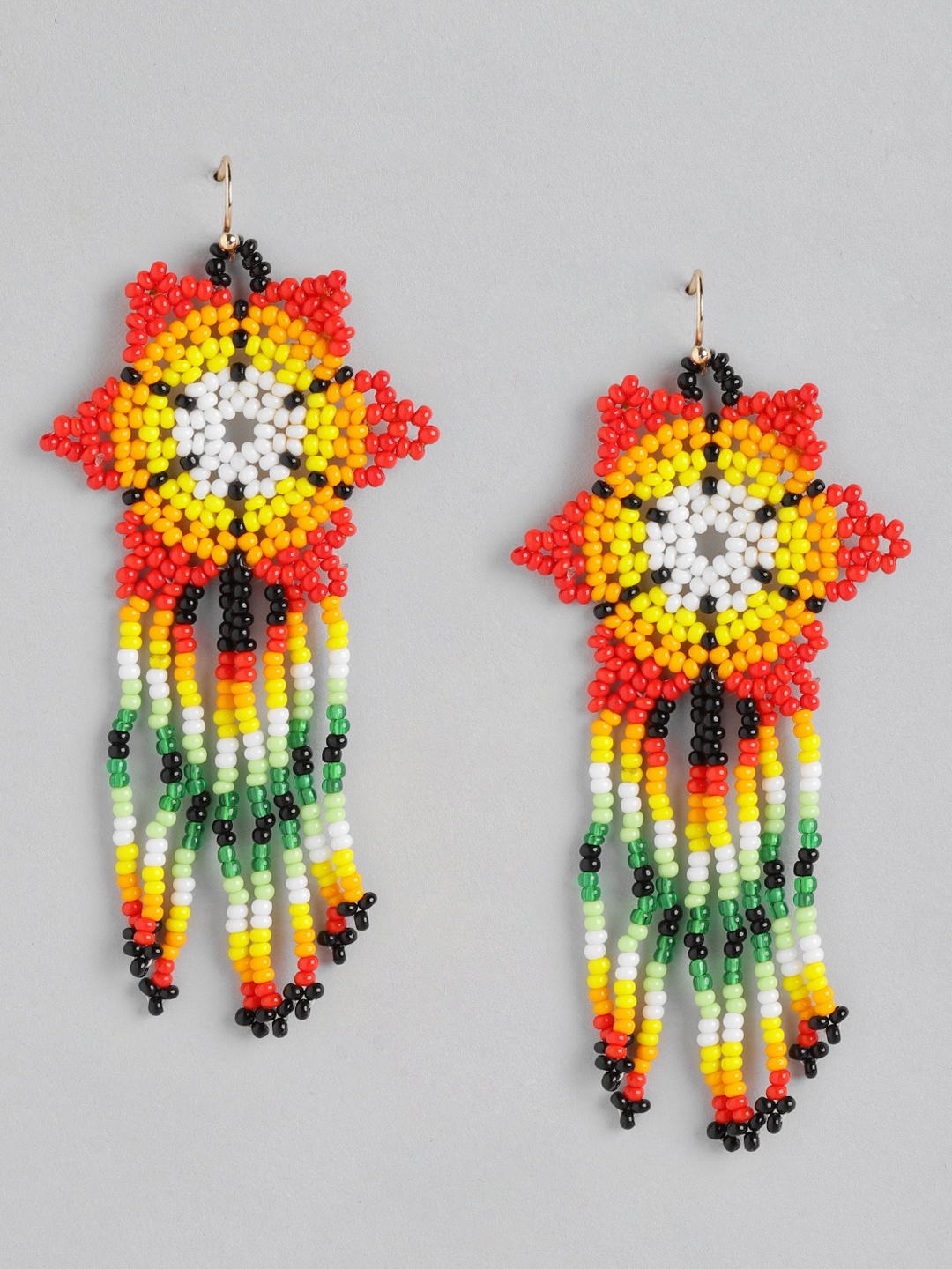 

DressBerry Multicoloured Beaded Floral Drop Earrings, Multi