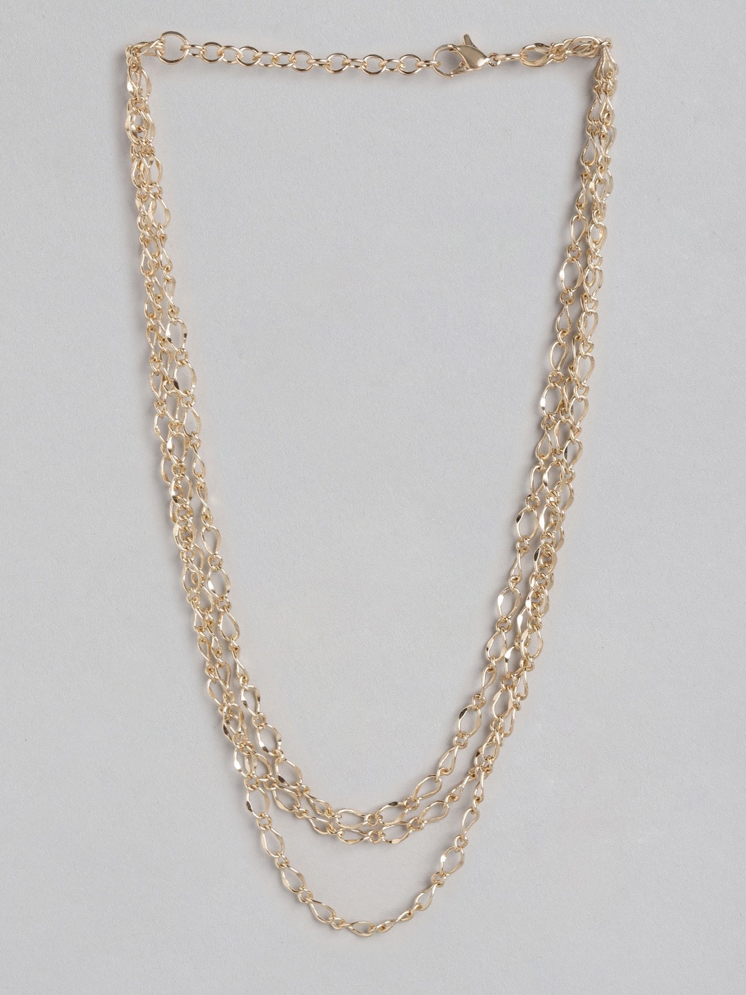 

DressBerry Gold-Toned Solid Triple Layered Linked Necklace