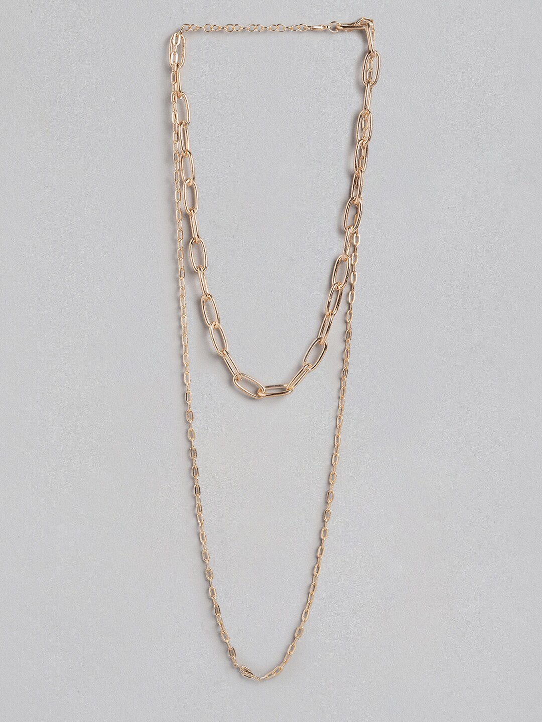 

DressBerry Gold-Toned Solid Handcrafted Layered Linked Necklace