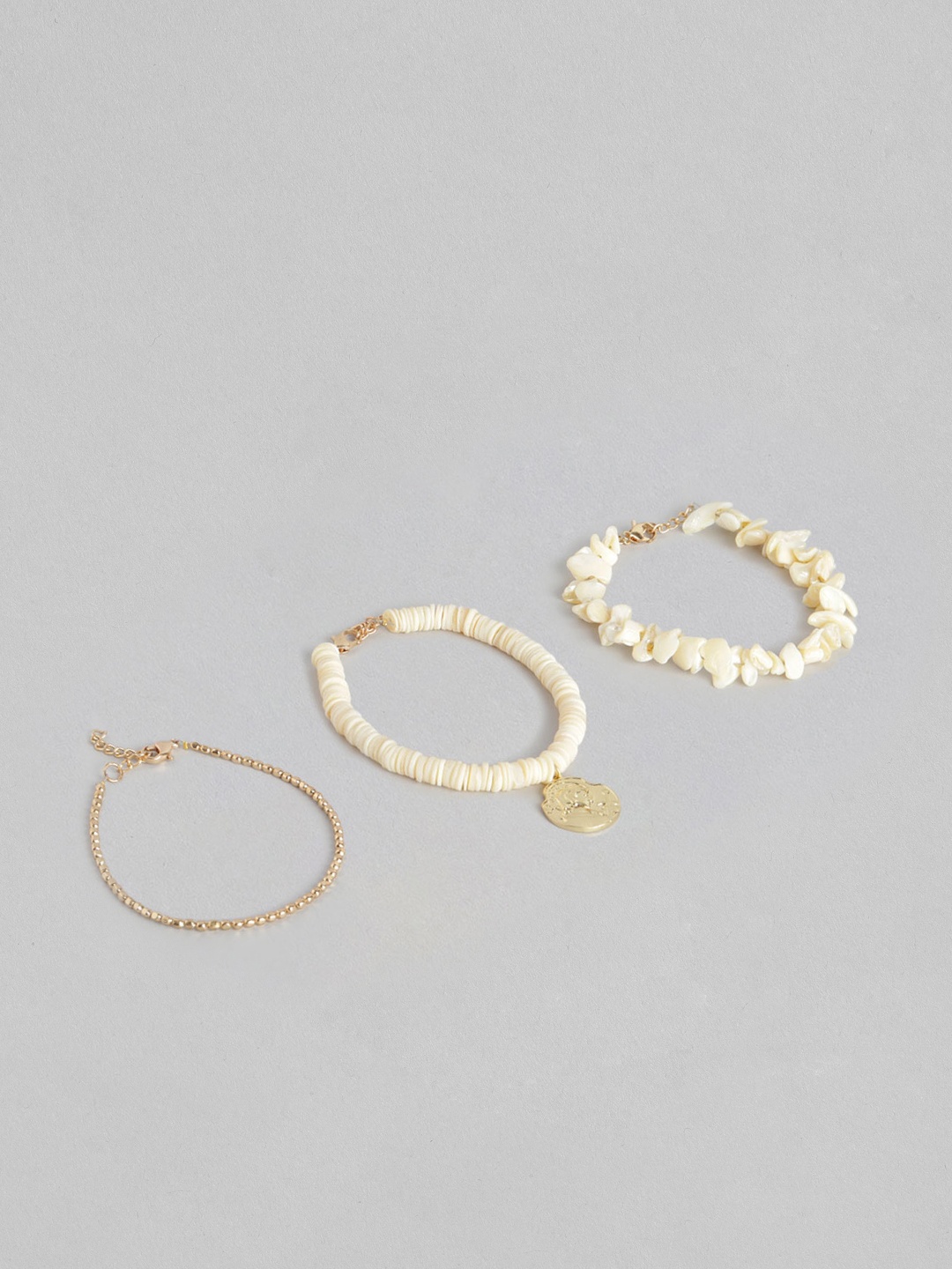 

DressBerry Women Set of 3 Off White & Gold-Toned Bracelet