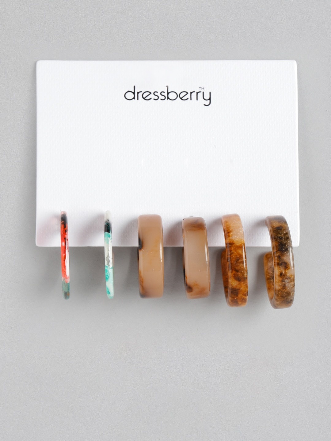 

DressBerry Set of 3 Half-Hoop Earrings, Brown