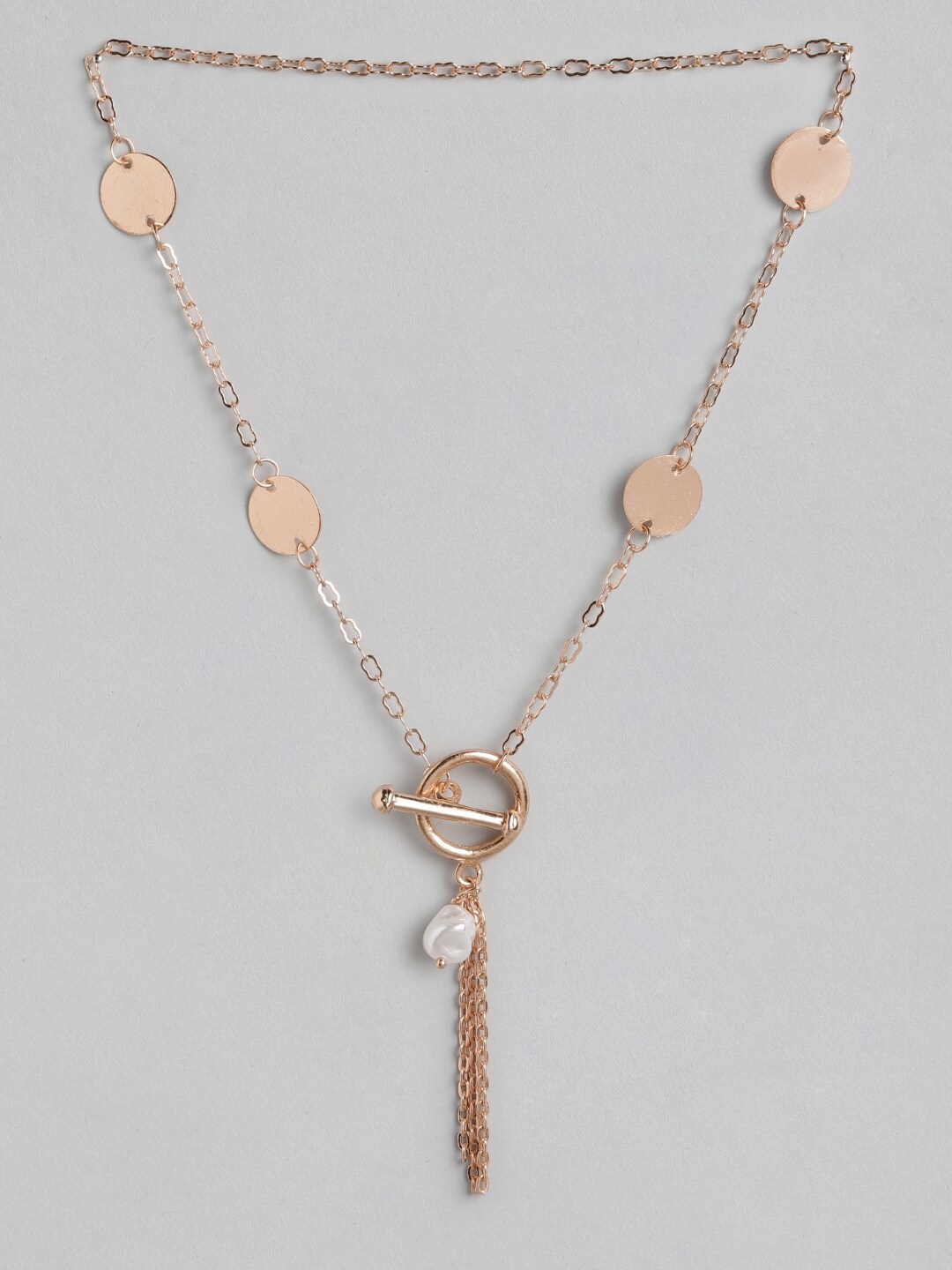 

DressBerry Rose Gold-Toned Beaded Tasselled Lariat Necklace