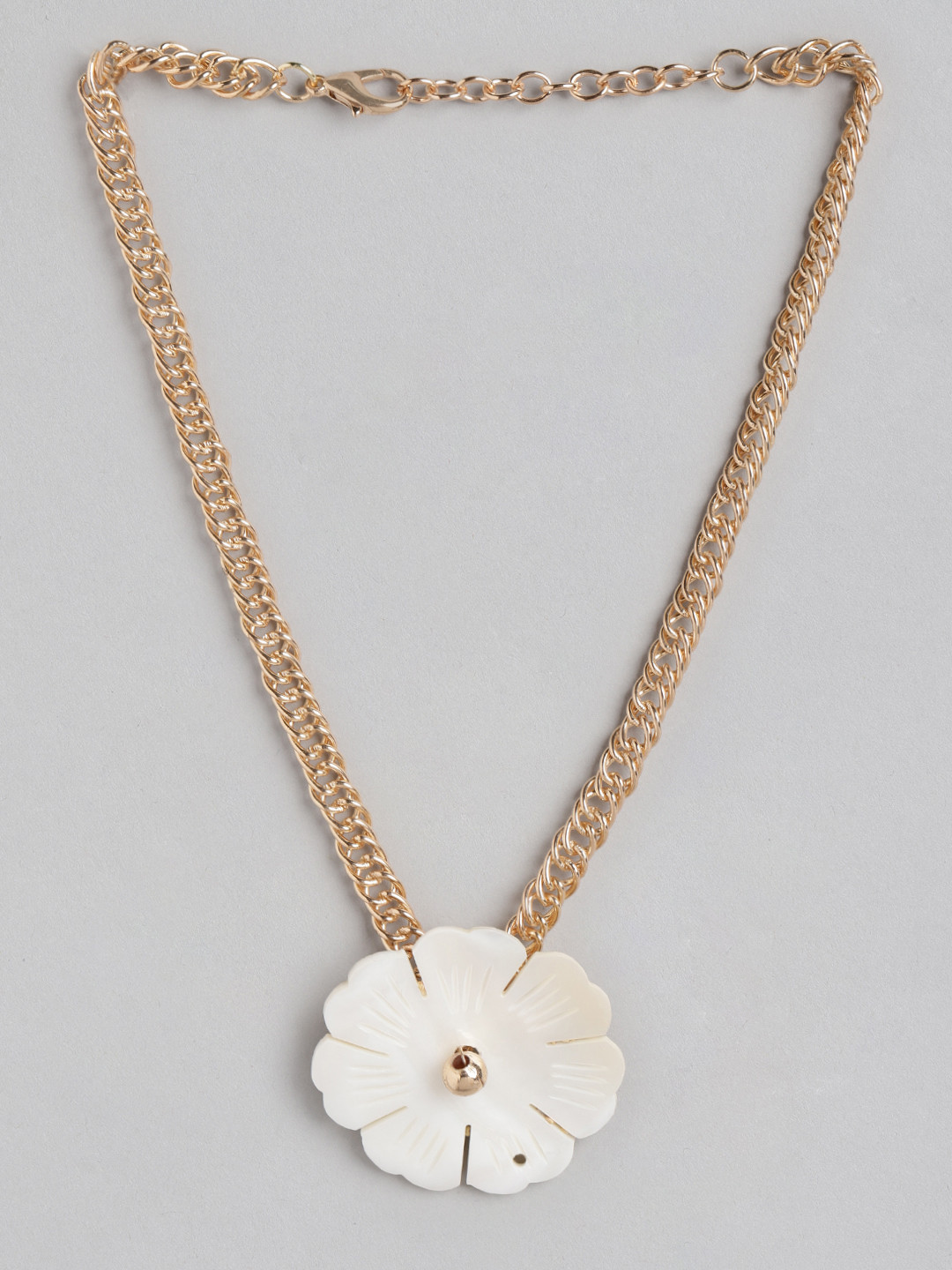 

DressBerry Rose Gold-Toned & White Floral Textured Link Choker Necklace