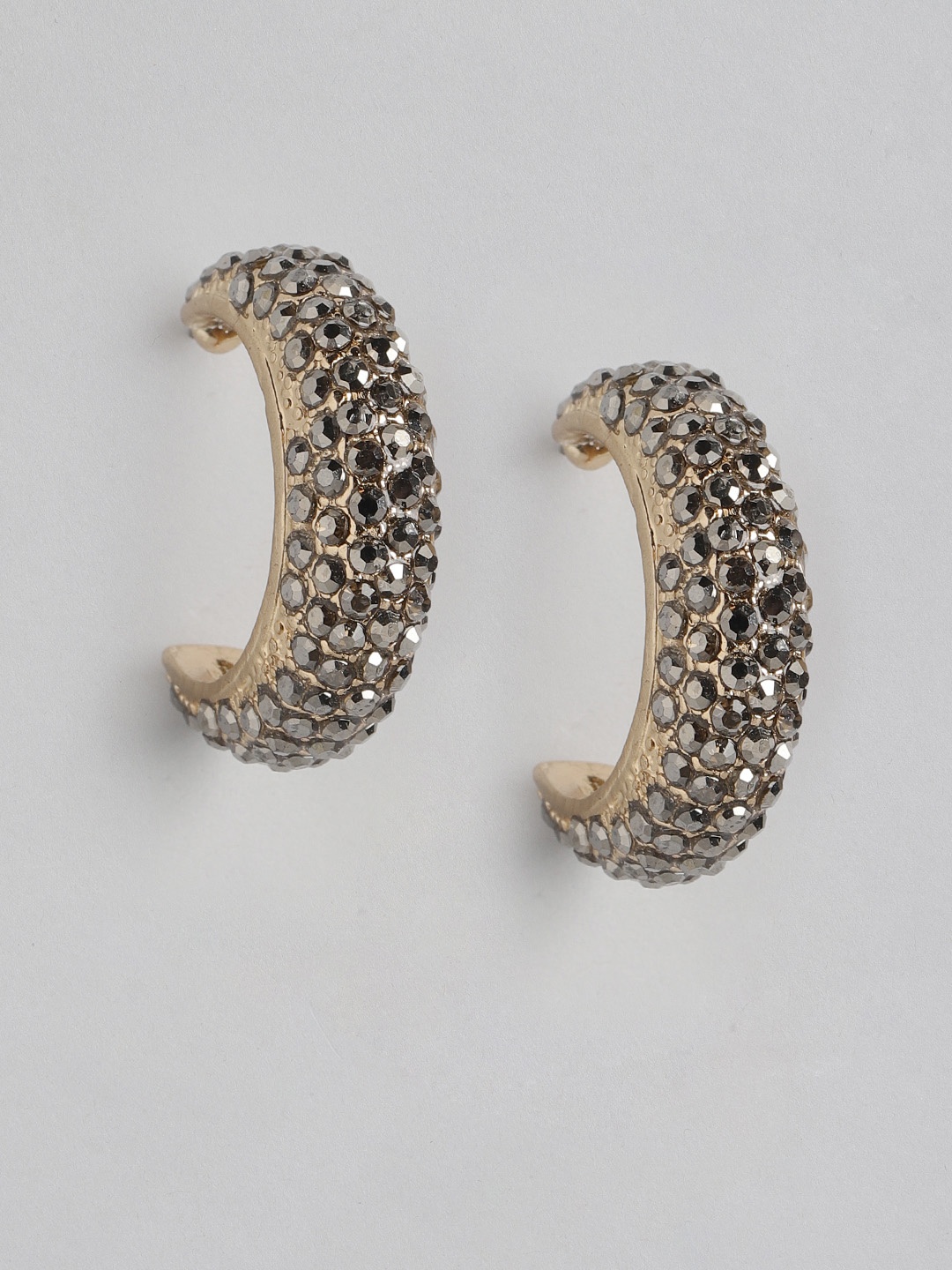 

DressBerry Rose Gold & Black Gold Plated Circular Half Hoop Earrings