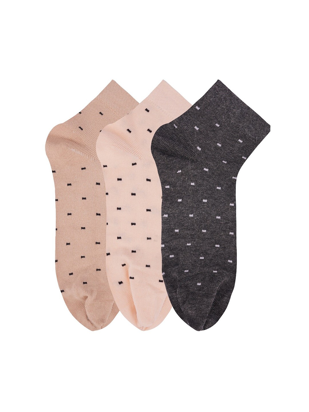 

N2S NEXT2SKIN Women Pack Of 3 Patterned Ankle-Length Socks, Peach