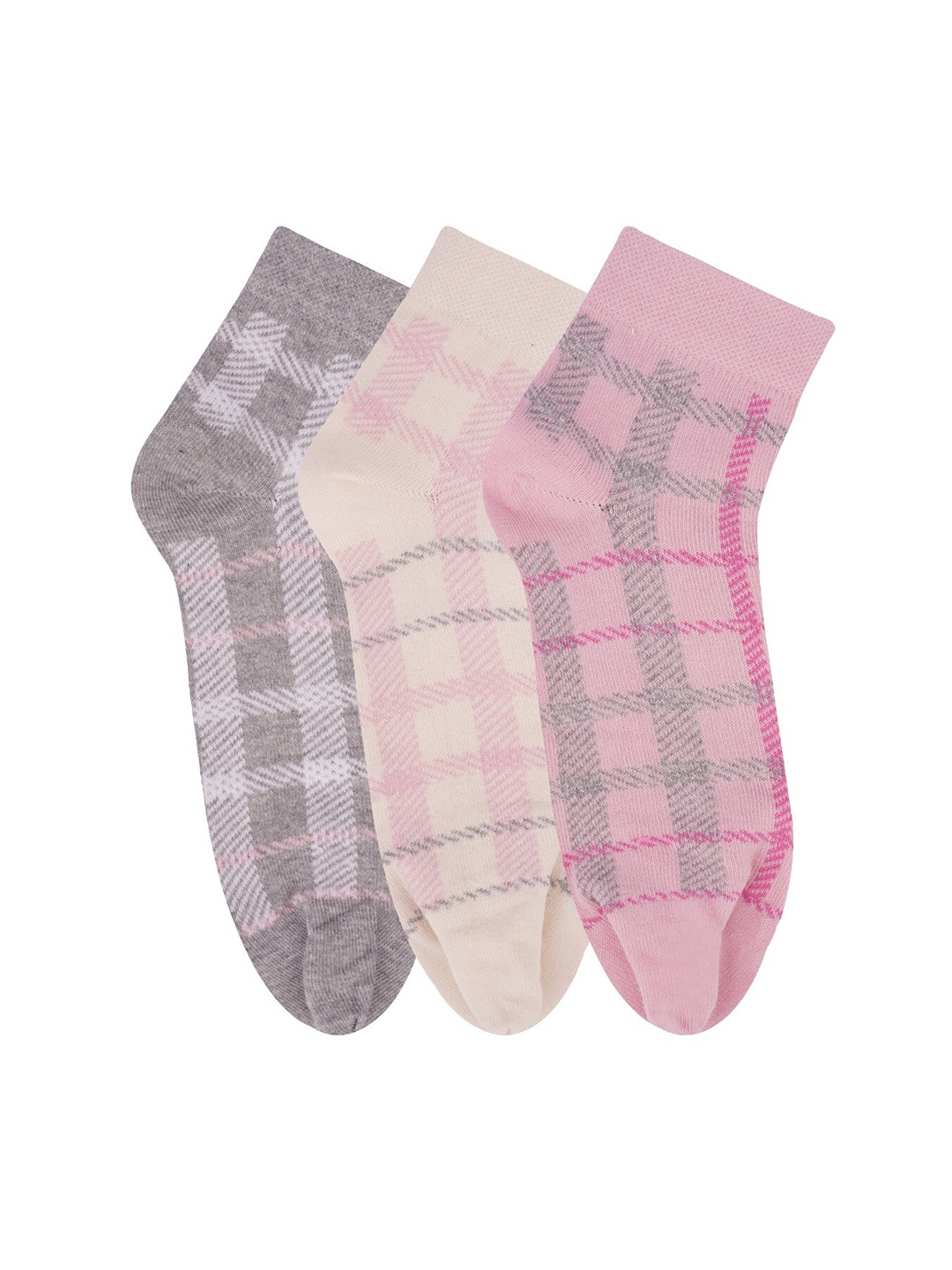 

N2S NEXT2SKIN Women Pack Of 3 Patterned Ankle-Length Socks, Pink