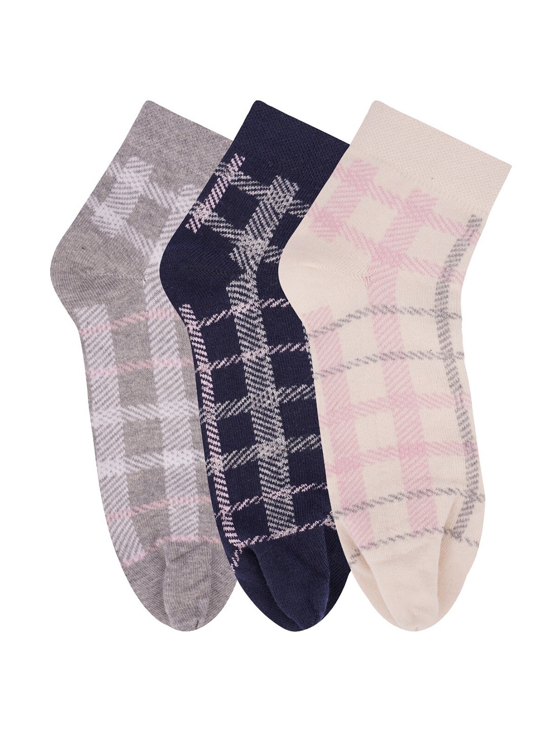 

N2S NEXT2SKIN Women Pack Of 3 Patterned Ankle-Length Socks, Beige