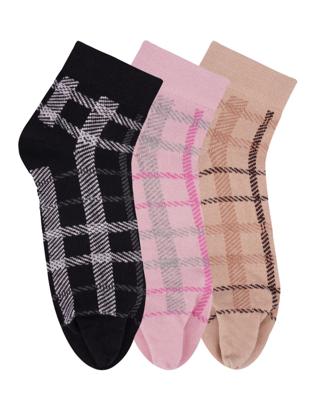 

N2S NEXT2SKIN Women Pack Of 3 Assorted Cotton Ankle-Length Socks