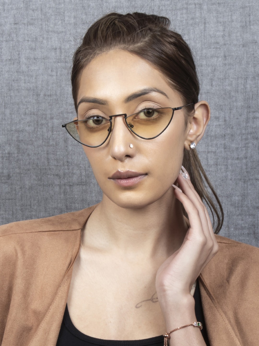 

Ted Smith Women Yellow Lens & Gold-Toned Cateye Sunglasses - INFLUENCER_C6